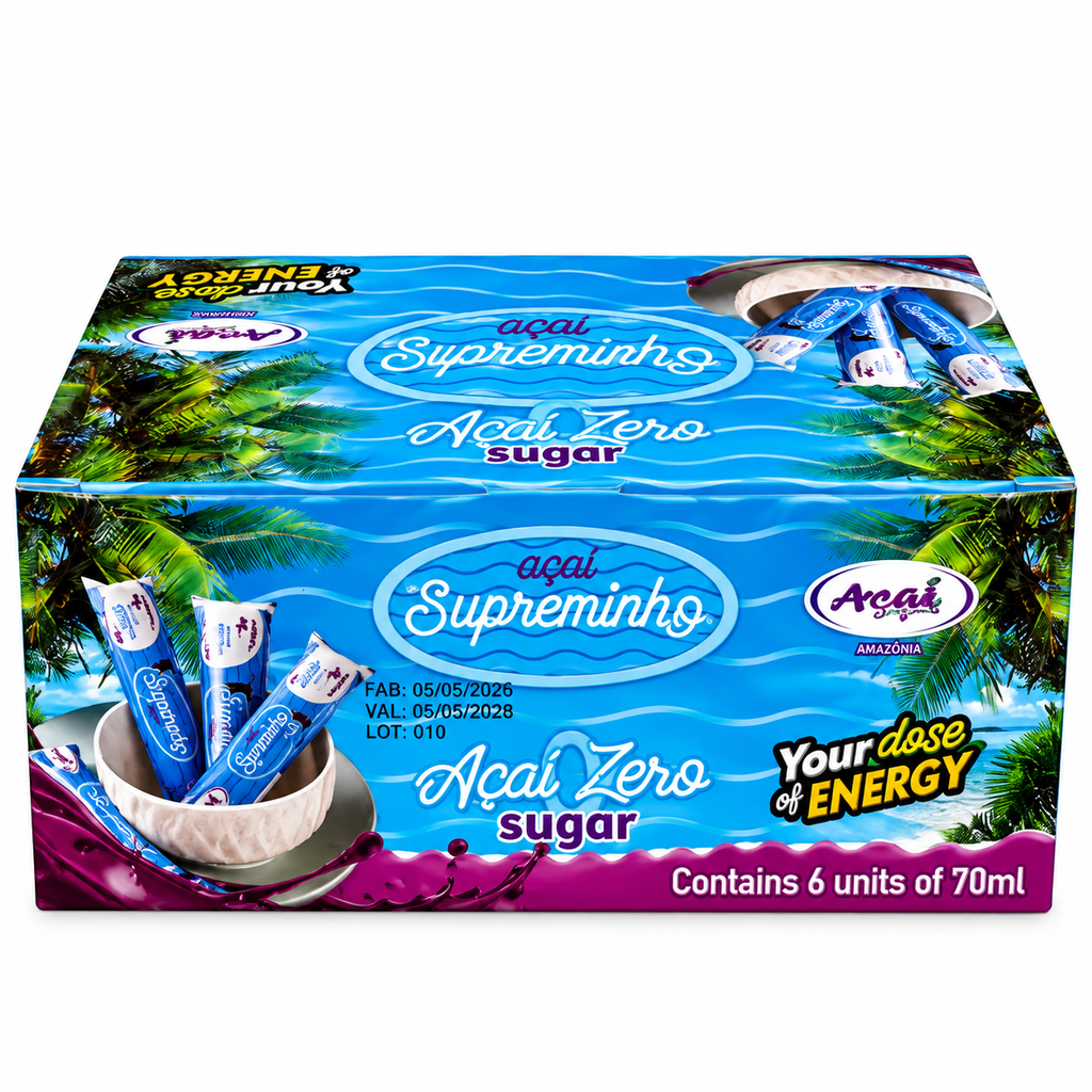 Azuazu♡ Acaizinho com Zero Acucar Supremo 70ml - Caixa com 6